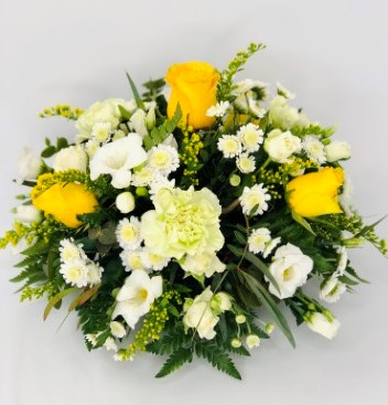 <h2>Yellow and White Classic Posy | Funeral Flowers</h2>
<ul>
<li>Approximate Size W 25cm H 35cm</li>
<li>Hand created yellow and white posy in fresh flowers</li>
<li>To give you the best we may occasionally need to make substitutes</li>
<li>Funeral Flowers will be delivered at least 2 hours before the funeral</li>
<li>For delivery area coverage see below</li>
</ul>
<h2><br />Liverpool Flower Delivery</h2>
<p>We have a wide selection of Funeral Posies offered for Liverpool Flower Delivery. Funeral posies can be provided for you in Liverpool, Merseyside and we can organize Funeral flower deliveries for you nationwide. Funeral Flower can be delivered to the Funeral directors or a house address. They can not be delivered to the crematorium or the church.</p>
<br>
<h2>Flower Delivery Coverage</h2>
<p>Our shop delivers funeral flowers to the following Liverpool postcodes L1 L2 L3 L4 L5 L6 L7 L8 L11 L12 L13 L14 L15 L16 L17 L18 L19 L24 L25 L26 L27 L36 L70 If your order is for an area outside of these we can organise delivery for you through our network of florists. We will ask them to make as close as possible to the image but because of the difference in stock and sundry items, it may not be exact.</p>
<br>
<h2>Liverpool Funeral Flowers | Posies</h2>
<p>This beautiful posy has been loving handcrafted by our florist. A classic selection in lemon and white including large-headed roses, freesias, lisianthus and spray chrysanthemums presented in a posy design.</p>
<br>
<p>Funeral posies are suitable as funeral flowers and as tribute gifts to the bereaved family. The Funeral posy is flowers arranged in a circular shape. In the case of cremation, the family may like individual posies which can also be used as table decorations at the wake.</p>
<br>
<p>Contents of the Large Posy:35cm Posy Pad, 4 Yellow Roses, 2 White Spray Roses, 2 White Lisianthus, 3 White Freesia, 4 Green Carnations, 2 White Spray Chrysanthemums, 2 Green Bupleurum and Solidago with mixed Foliage.</p>
<br>
<h2>Best Florist in Liverpool</h2>
<p>Trust Award-winning Liverpool Florist, Booker Flowers and Gifts, to deliver funeral flowers fitting for the occasion delivered in Liverpool, Merseyside and beyond. Our funeral flowers are handcrafted by our team of professional fully qualified who not only lovingly hand make our designs but hand-deliver them, ensuring all our customers are delighted with their flowers. Booker Flowers and Gifts your local Liverpool Flower shop.</p>
<p><br /><br /><br /></p>
<p><em>Vivian Hart - Review from Facebook - Funeral Flowers Liverpool</em></p>
<br>
<p><em>This 5 Star review was from Facebook - Booker Flowers and Gifts - Reviews Facebook</em></p>
<br>
<p><em>Visited Booker Flowers as my usual florist was closed. Ordered funeral flowers. The advice and customer service we were given was excellent. The flowers exceeded our expectations - will be using Booker Flowers in the future - Thank you</em></p>
<br>